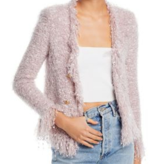 L'AGENCE AZURE Pink Textured Cardigan